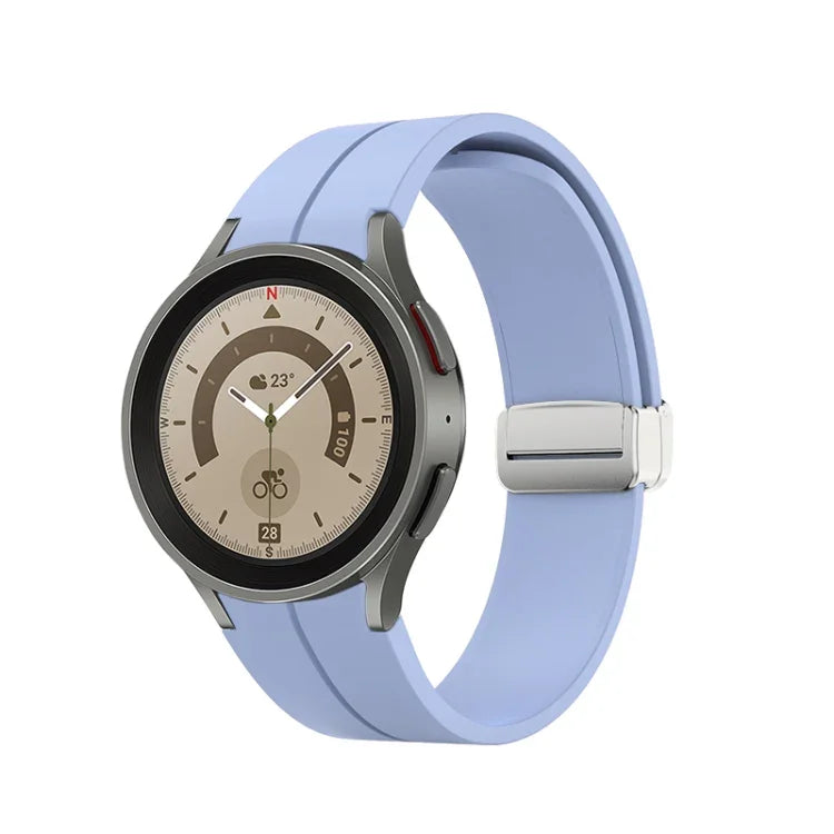 Bracelet de montre en silicone avec boucle déployante en argent, pour Samsung Galaxy Watch5 40 et 44mm / Pro 45mm