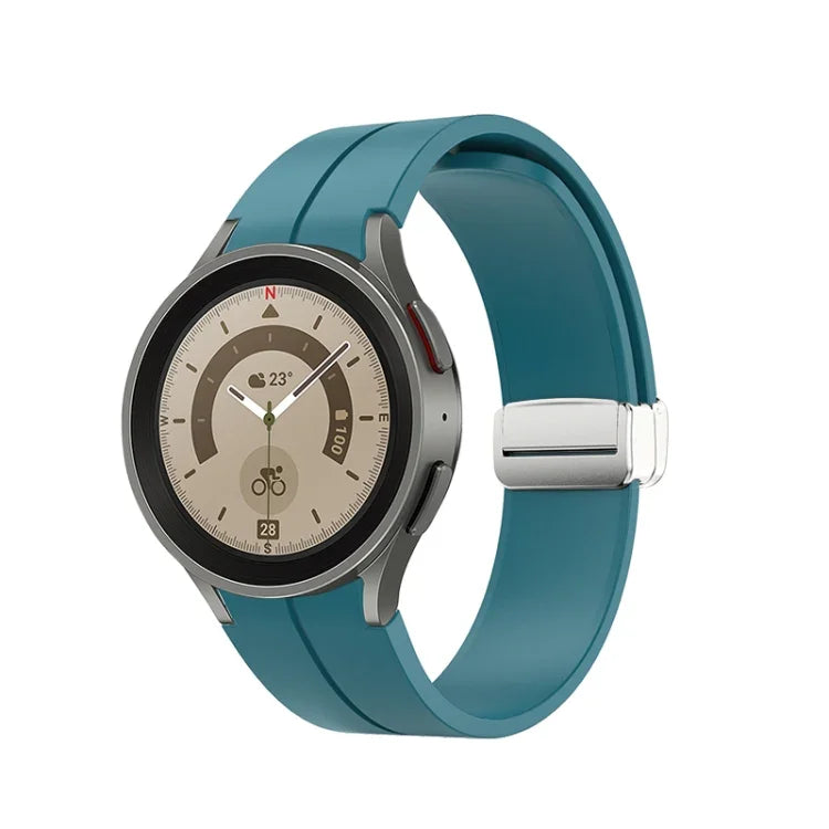 Bracelet de montre en silicone avec boucle déployante en argent, pour Samsung Galaxy Watch5 40 et 44mm / Pro 45mm