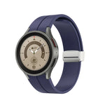 Bracelet de montre en silicone avec boucle déployante en argent, pour Samsung Galaxy Watch5 40 et 44mm / Pro 45mm