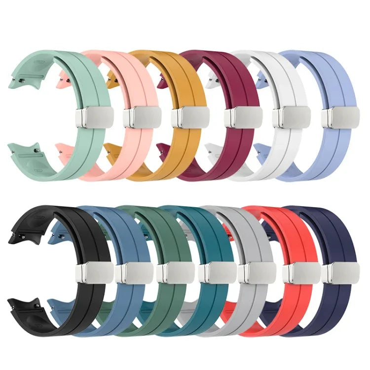 Bracelet de montre en silicone avec boucle déployante en argent, pour Samsung Galaxy Watch5 40 et 44mm / Pro 45mm