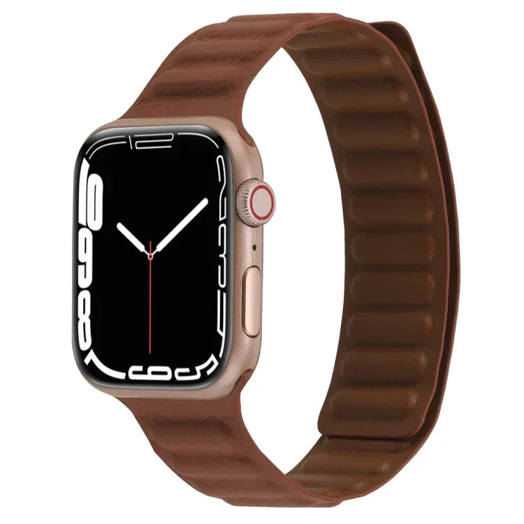Bracelet de montre fin en cuir à boucle magnétique bicolore pour Apple Watch Series, 7 45 mm / 6&SE&5&4 44 mm / 3&2&1 42 mm, 7 41 mm / 6&SE&5&4 40 mm / 3&2&1 38 mm