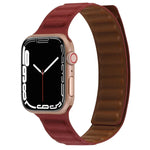 Magnetic Two-color Loop Slim Leather Watch Band For Apple Watch Series, 7 45mm / 6&SE&5&4 44mm / 3&2&1 42mm, 7 41mm / 6&SE&5&4 40mm / 3&2&1 38mm