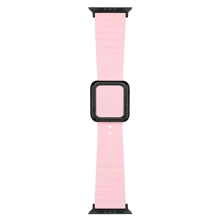 Black Square Buckle Silicone Watch Band For Apple Watch Series, 7 45mm / 6&SE&5&4 44mm / 3&2&1 42mm, 7 41mm / 6&SE&5&4 40mm / 3&2&1 38mm