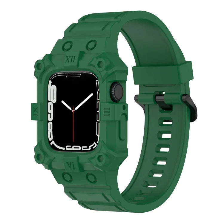 Bracelet de montre en silicone intégré pour Apple Watch Series, 7 45mm / 6&SE&5&4 44mm / 3&2&1 42mm, 7 41mm / 6&SE&5&4 40mm / 3&2&1 38mm