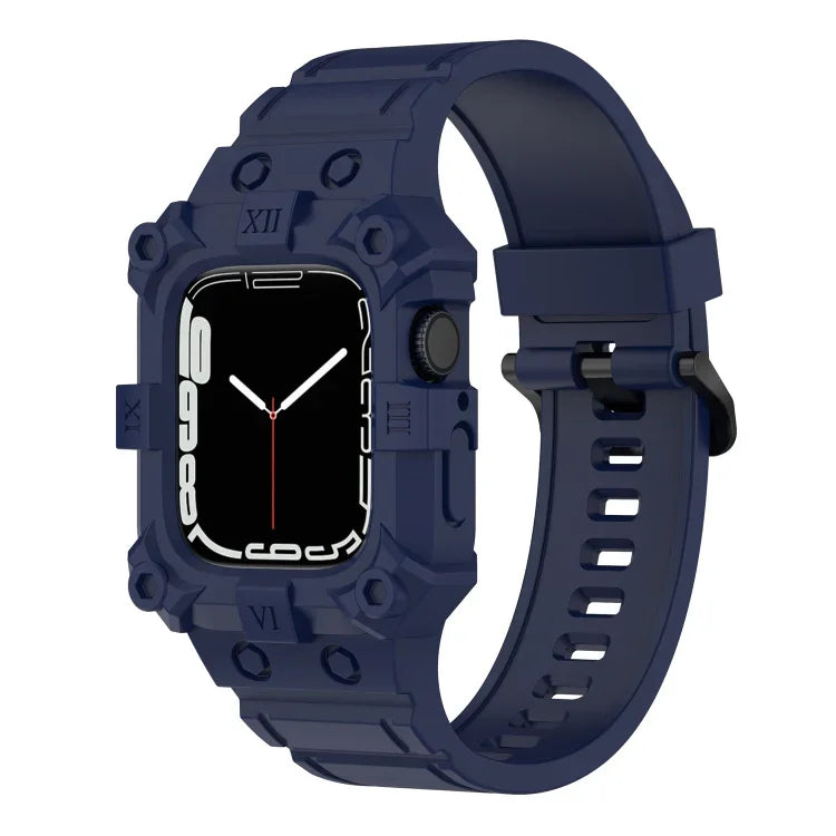 Bracelet de montre en silicone intégré pour Apple Watch Series, 7 45mm / 6&SE&5&4 44mm / 3&2&1 42mm, 7 41mm / 6&SE&5&4 40mm / 3&2&1 38mm