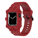 Bracelet de montre en silicone intégré pour Apple Watch Series, 7 45mm / 6&SE&5&4 44mm / 3&2&1 42mm, 7 41mm / 6&SE&5&4 40mm / 3&2&1 38mm