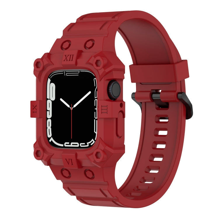 Bracelet de montre en silicone intégré pour Apple Watch Series, 7 45mm / 6&SE&5&4 44mm / 3&2&1 42mm, 7 41mm / 6&SE&5&4 40mm / 3&2&1 38mm