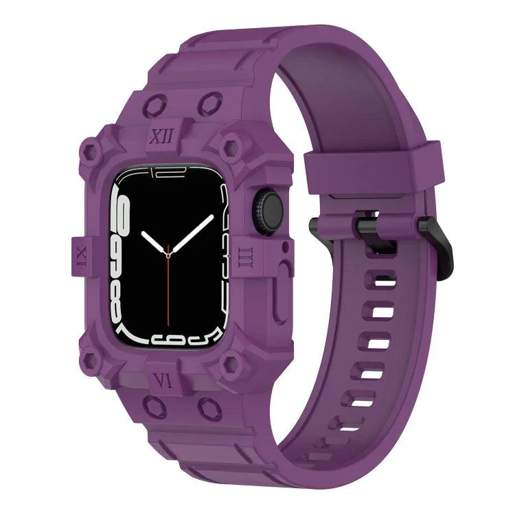 Bracelet de montre en silicone intégré pour Apple Watch Series, 7 45mm / 6&SE&5&4 44mm / 3&2&1 42mm, 7 41mm / 6&SE&5&4 40mm / 3&2&1 38mm
