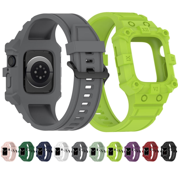 Bracelet de montre en silicone intégré pour Apple Watch Series, 7 45mm / 6&SE&5&4 44mm / 3&2&1 42mm, 7 41mm / 6&SE&5&4 40mm / 3&2&1 38mm