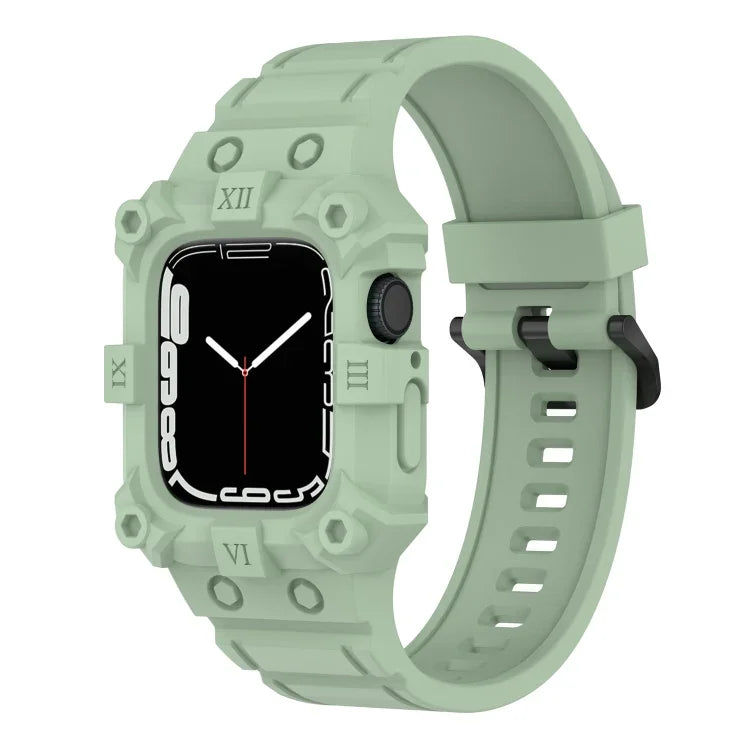 Bracelet de montre en silicone intégré pour Apple Watch Series, 7 45mm / 6&SE&5&4 44mm / 3&2&1 42mm, 7 41mm / 6&SE&5&4 40mm / 3&2&1 38mm