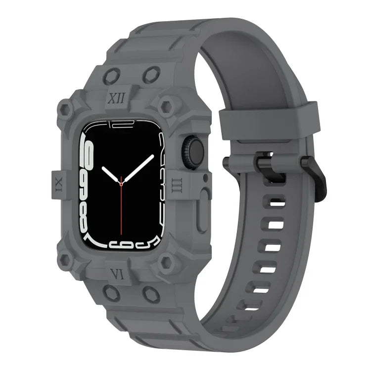 Bracelet de montre en silicone intégré pour Apple Watch Series, 7 45mm / 6&SE&5&4 44mm / 3&2&1 42mm, 7 41mm / 6&SE&5&4 40mm / 3&2&1 38mm