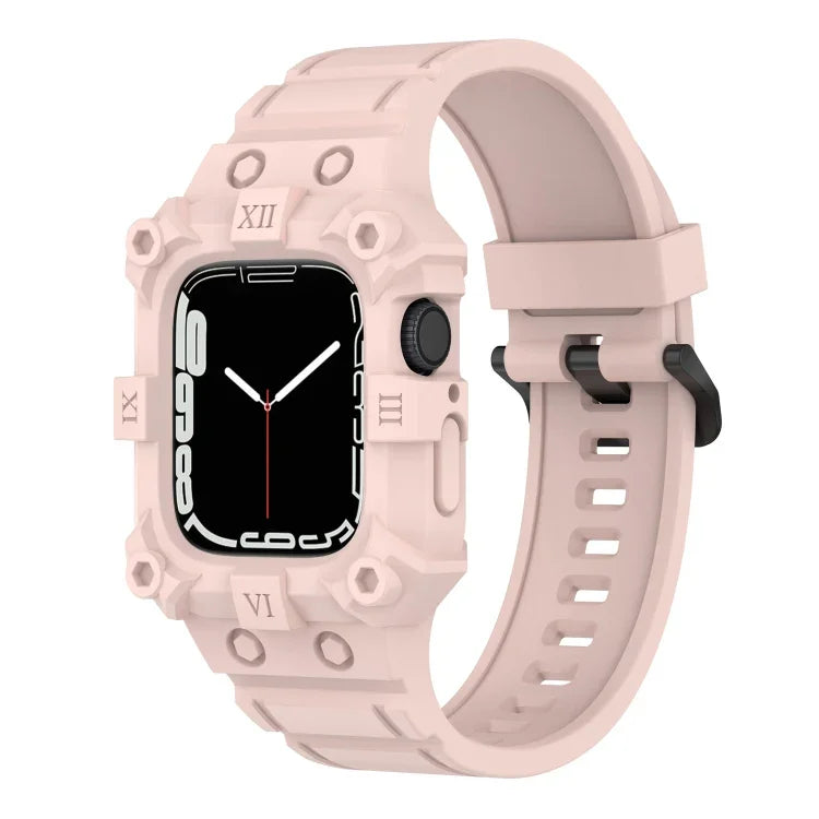 Bracelet de montre en silicone intégré pour Apple Watch Series, 7 45mm / 6&SE&5&4 44mm / 3&2&1 42mm, 7 41mm / 6&SE&5&4 40mm / 3&2&1 38mm