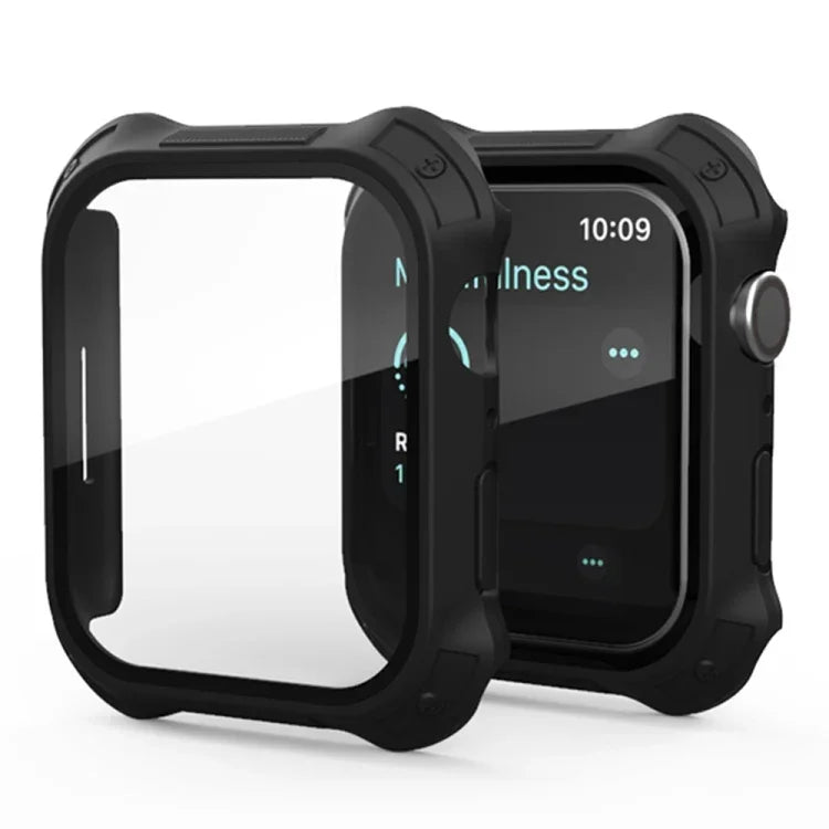 Cadre PC mat 2 en 1 + Film de protection en verre trempé pour écran, pour Apple Watch Series 9 / 8 / 7 45mm, pour Apple Watch Series 9 / 8 / 7 41mm