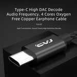 CVJ V6.TC Câble d'écouteurs en cuivre sans oxygène à décodage numérique Type-C de 1,25 m, 0,75 mm, 0,78 mm, MMCX