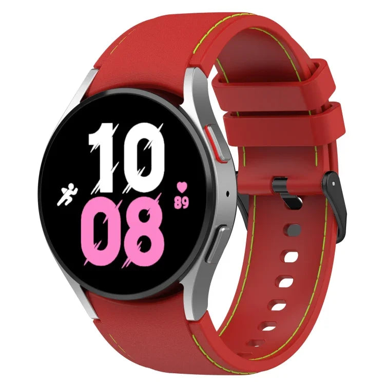 Bracelet de montre en silicone texturé cuir, pour Samsung Galaxy Watch5 / Watch5 Pro / Watch4