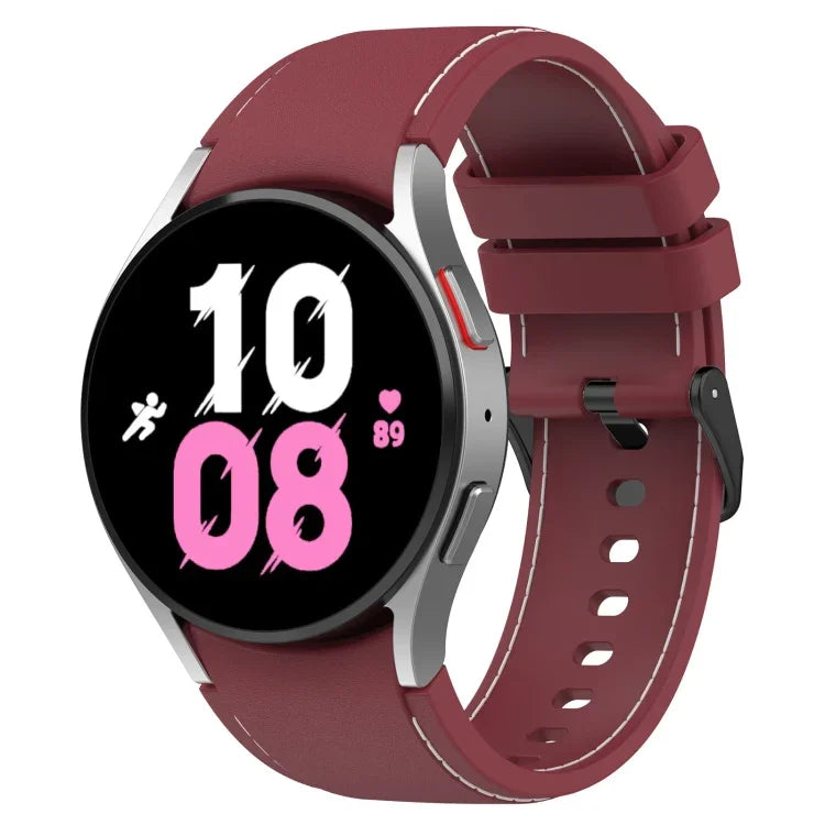 Bracelet de montre en silicone texturé cuir, pour Samsung Galaxy Watch5 / Watch5 Pro / Watch4