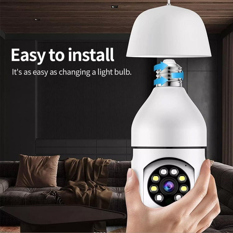 Ampoule caméra WiFi A6 2MP HD - Prend en charge la détection de mouvement/l'audio bidirectionnel/la vision nocturne/la carte TF, sans carte mémoire