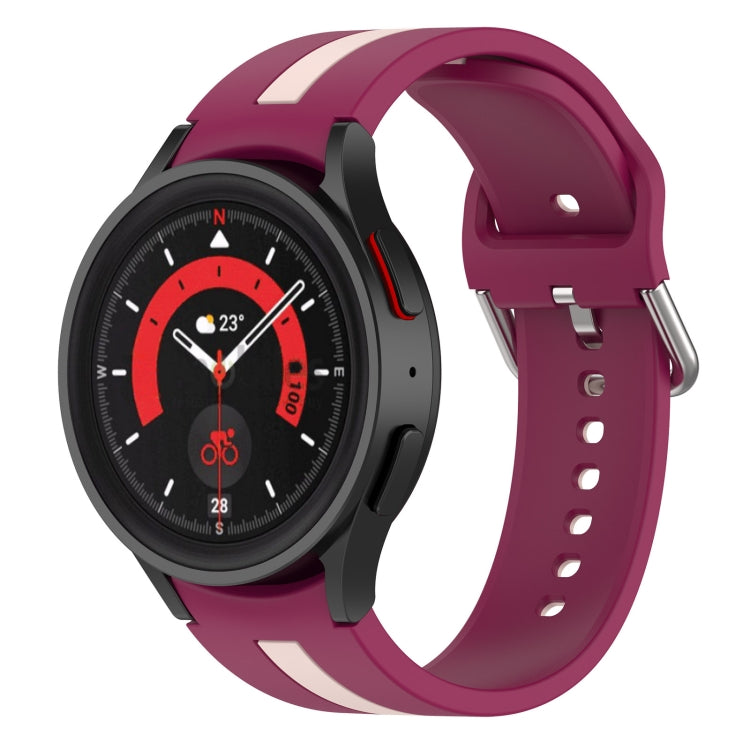 Bracelet de montre en silicone à rayures bicolores, pour Samsung Galaxy Watch5 / Watch5 Pro