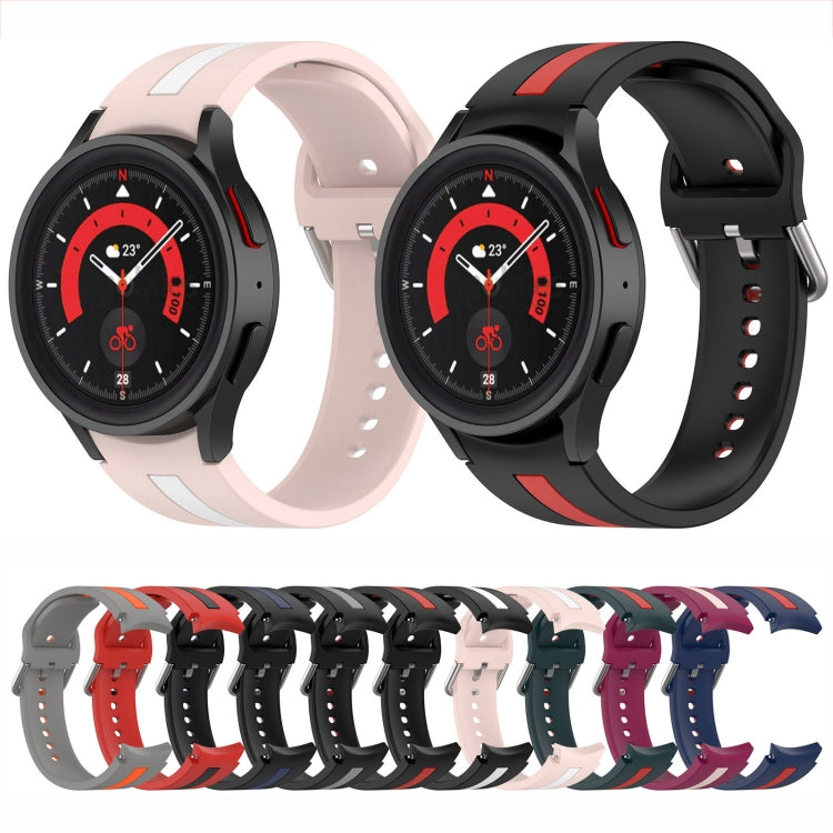 Bracelet de montre en silicone à rayures bicolores, pour Samsung Galaxy Watch5 / Watch5 Pro