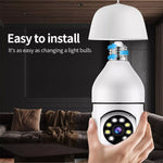 Ampoule caméra WiFi A6 2MP HD, avec détection de mouvement/audio bidirectionnel/vision nocturne/carte TF, et carte mémoire 16 Go incluse