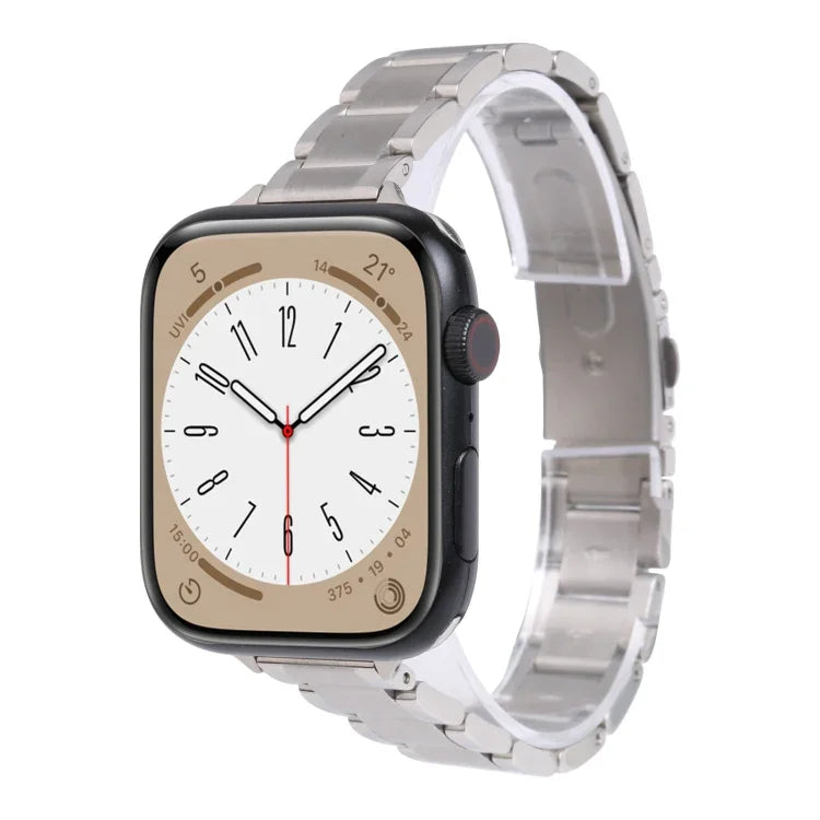 Bracelet de montre en métal à trois perles pour Apple Watch Series, 7 45 mm / 6&SE&5&4 44 mm / 3&2&1 42 mm, 7 41 mm / 6&SE&5&4 40 mm / 3&2&1 38 mm