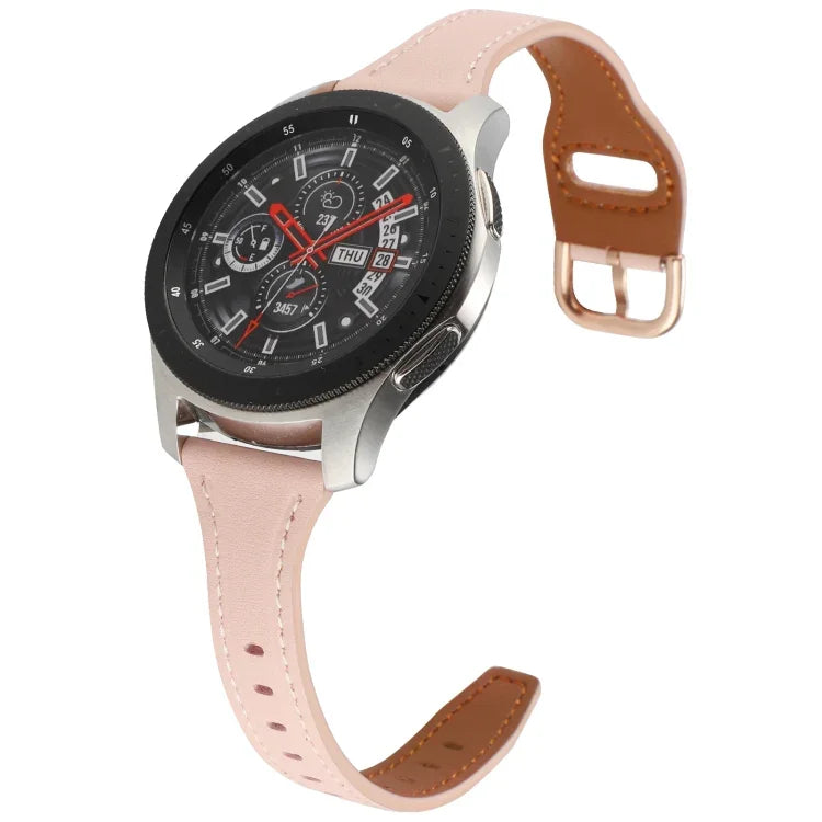 Bracelet de montre en cuir véritable à boucle inversée 22 mm, pour Samsung Galaxy Watch3 / Huawei Watch GT3 Pro