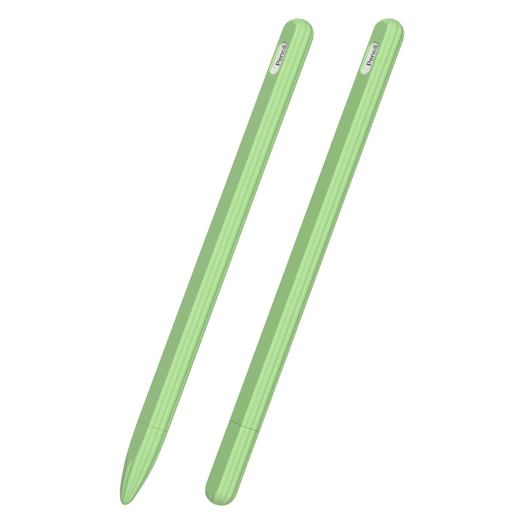 Étui de stylet en silicone liquide rayé 3 en 1 avec deux capuchons de pointe, pour Apple Pencil 1, pour Apple Pencil 2