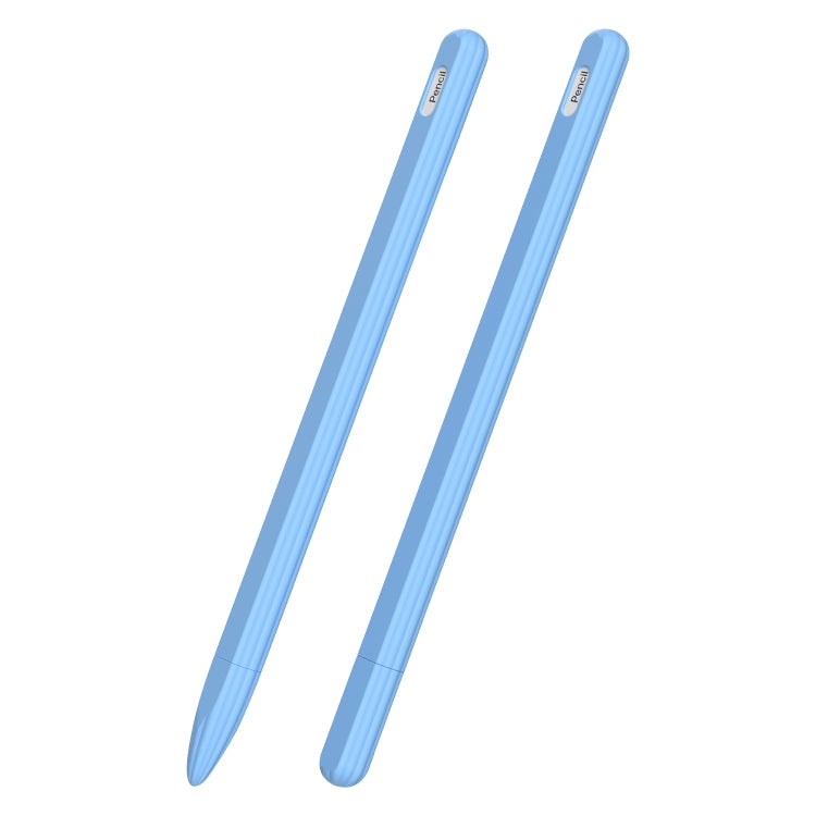 Étui de stylet en silicone liquide rayé 3 en 1 avec deux capuchons de pointe, pour Apple Pencil 1, pour Apple Pencil 2