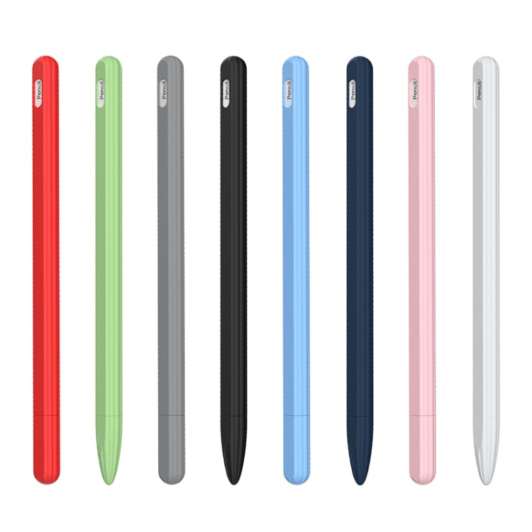 Étui de stylet en silicone liquide rayé 3 en 1 avec deux capuchons de pointe, pour Apple Pencil 1, pour Apple Pencil 2