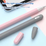 Étui de stylet en silicone liquide rayé 3 en 1 avec deux capuchons de pointe, pour Apple Pencil 1, pour Apple Pencil 2