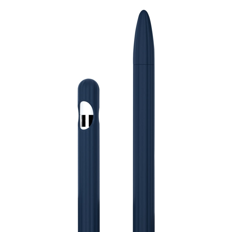Étui de stylet en silicone liquide rayé 3 en 1 avec deux capuchons de pointe, pour Apple Pencil 1, pour Apple Pencil 2