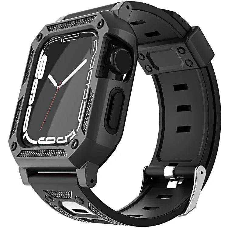 Bracelet de montre militaire en silicone + kit de boîtier de montre, Pour Apple Watch Series 9/8/7 45mm, Pour Apple Watch Series 9/8/7 41mm