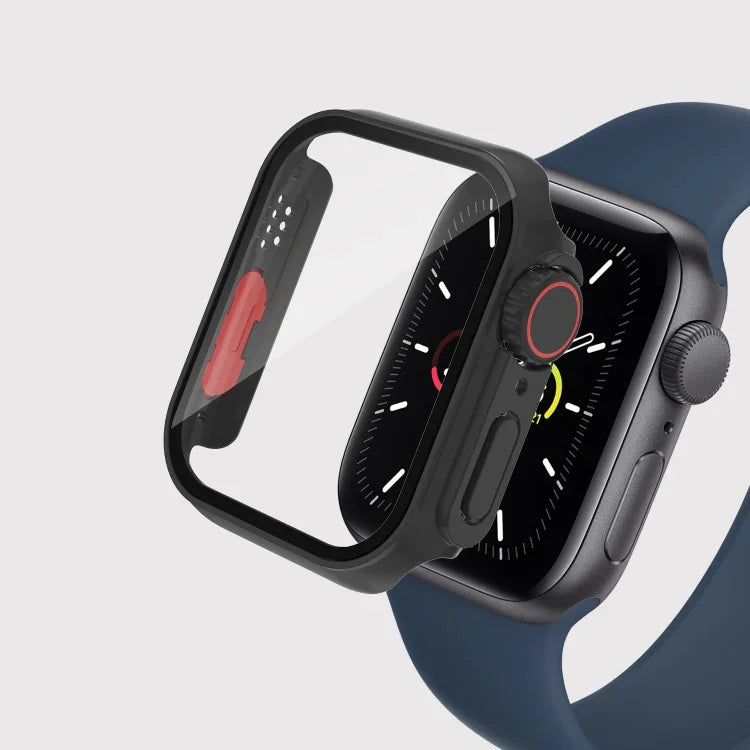 Pour Apple Watch Series 9 / 8 / 7 45mm Film Coque PC de montre avec bouton détachable, Pour Apple Watch Series 9 / 8 / 7 45mm
