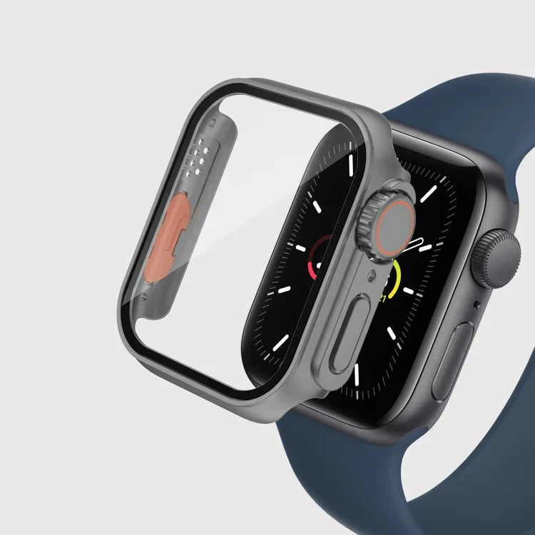 Pour Apple Watch Series 9 / 8 / 7 45mm Film Coque PC de montre avec bouton détachable, Pour Apple Watch Series 9 / 8 / 7 45mm