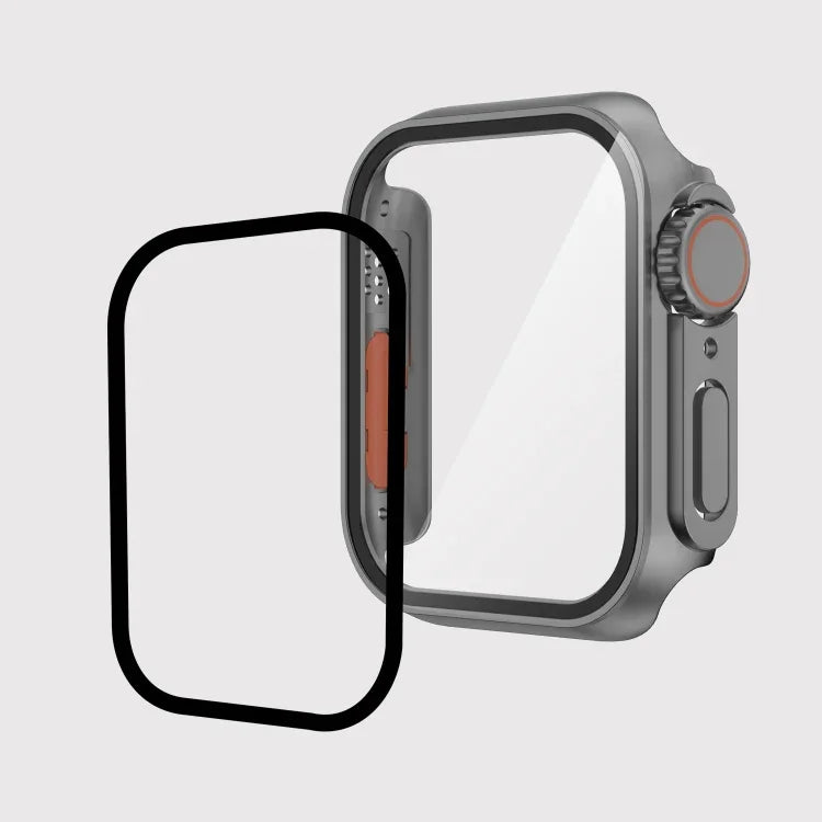 Pour Apple Watch Series 9 / 8 / 7 45mm Film Coque PC de montre avec bouton détachable, Pour Apple Watch Series 9 / 8 / 7 45mm