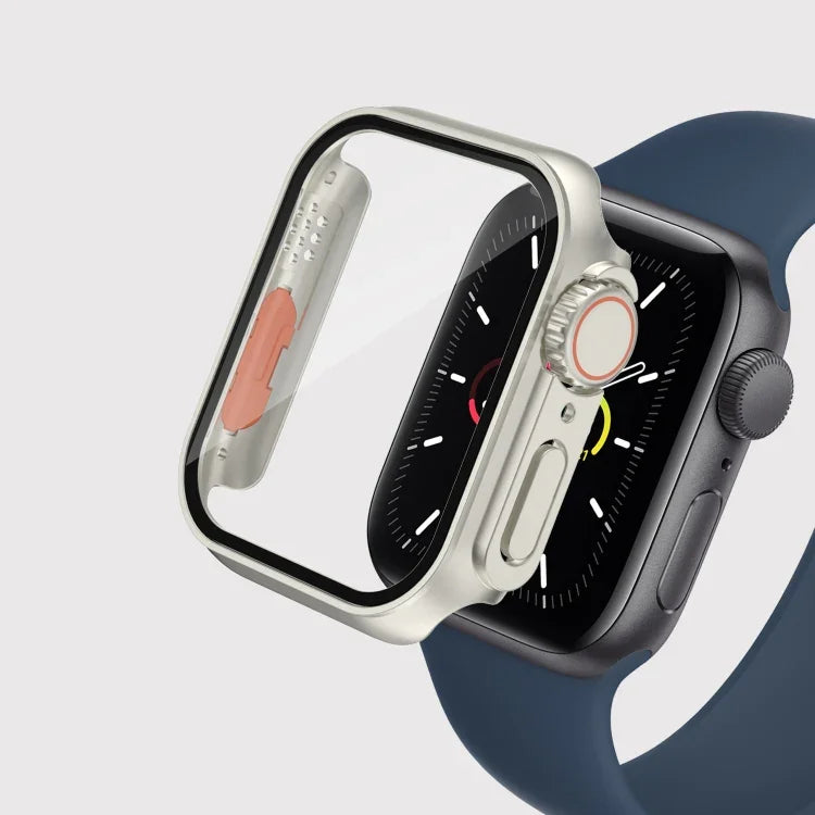 Pour Apple Watch Series 9 / 8 / 7 45mm Film Coque PC de montre avec bouton détachable, Pour Apple Watch Series 9 / 8 / 7 45mm