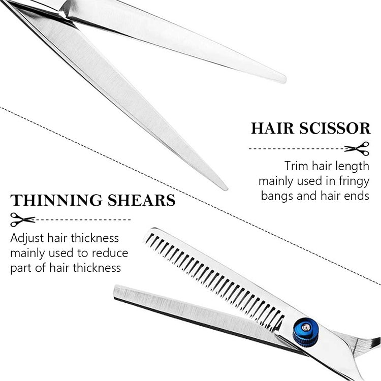 Kit de ciseaux de coiffure professionnels pour désépaissir les cheveux, 2 pièces, 7 pièces, 12 pièces