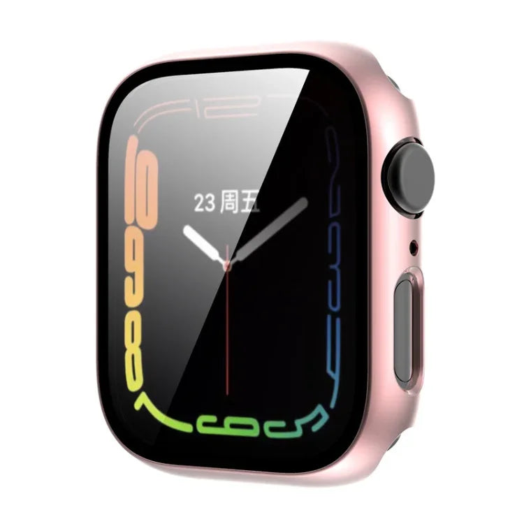 Coque de montre en PC plaqué avec film en verre trempé, pour Apple Watch Series 9 / 8 & 7 45mm, pour Apple Watch Series 9 / 8 & 7 41mm