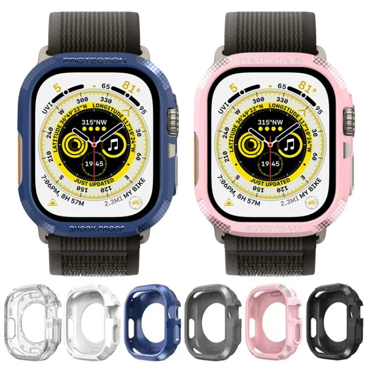 Coque de protection trois épreuves en fibre de carbone TPU, pour Apple Watch Ultra 3 / 2 / 1 49 mm