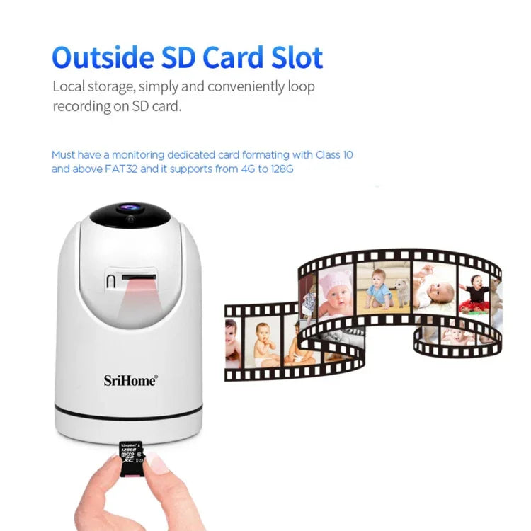 Caméra de surveillance Wi-Fi PTZ SriHome SH042 2.0MP 1080P HD AI, SH042