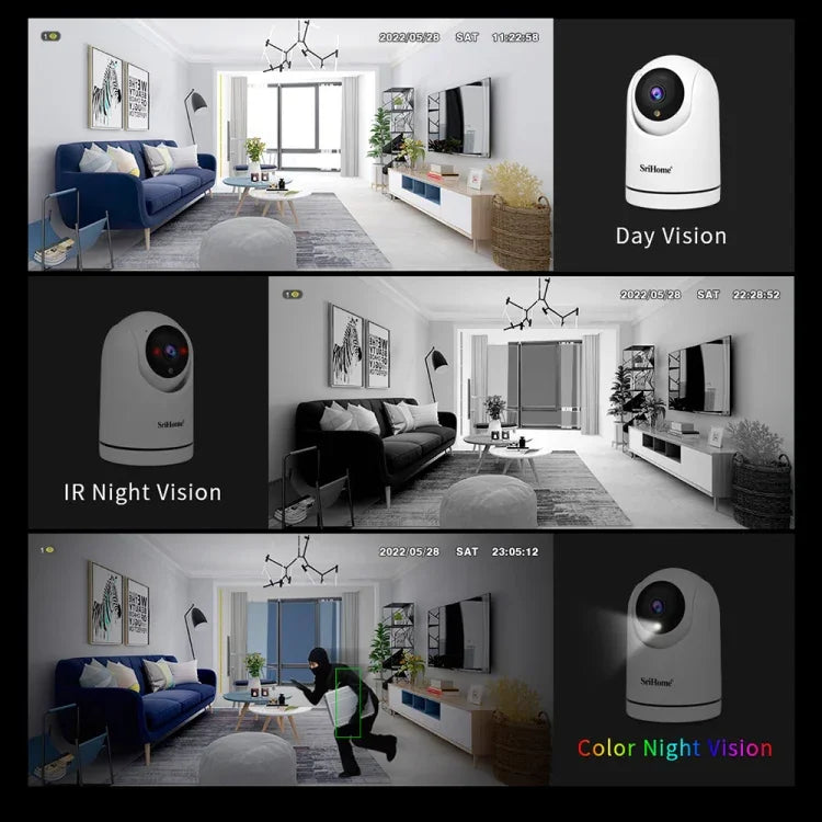 Caméra de surveillance Wi-Fi PTZ SriHome SH042 2.0MP 1080P HD AI, SH042