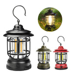 Lampe suspendue rétro portable Lanterne Tente de camping Lumière, chargement USB, type de batterie, piles non incluses