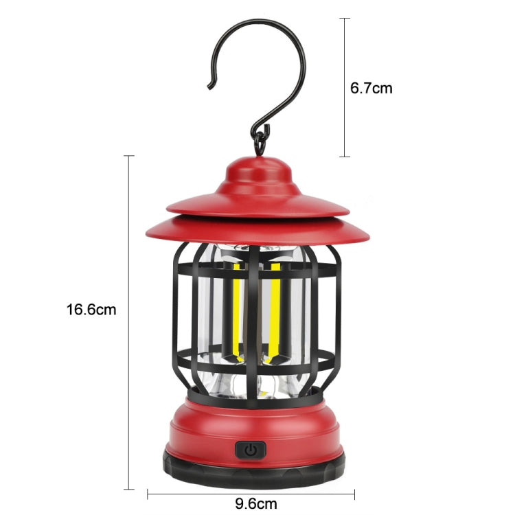 Lampe suspendue rétro portable Lanterne Tente de camping Lumière, chargement USB, type de batterie, piles non incluses