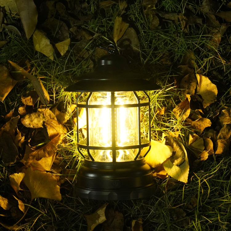 Lampe suspendue rétro portable Lanterne Tente de camping Lumière, chargement USB, type de batterie, piles non incluses