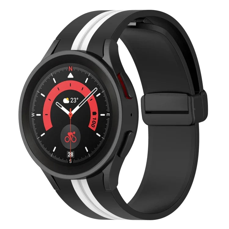 Bracelet de montre en silicone rayé bicolore, pour Samsung Galaxy Watch5 Pro