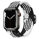 Bracelet de montre en nylon tressé avec boucle, pour Apple Watch Ultra 49mm / Series 8&7 45mm / SE 2&6&SE&5&4 44mm / 3&2&1 42mm