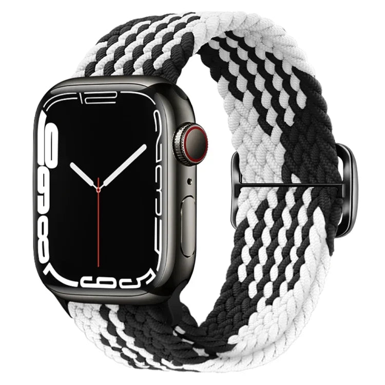 Bracelet de montre en nylon tressé avec boucle, pour Apple Watch Ultra 49mm / Series 8&7 45mm / SE 2&6&SE&5&4 44mm / 3&2&1 42mm