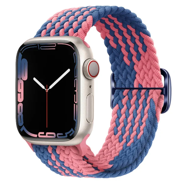 Bracelet de montre en nylon tressé avec boucle, pour Apple Watch Ultra 49mm / Series 8&7 45mm / SE 2&6&SE&5&4 44mm / 3&2&1 42mm