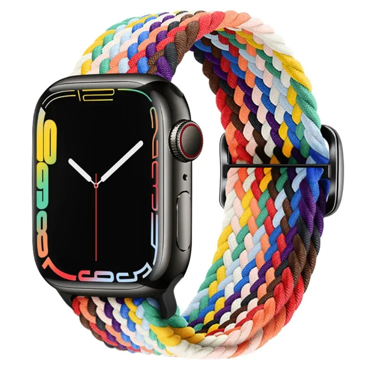 Bracelet de montre en nylon tressé avec boucle, pour Apple Watch Ultra 49mm / Series 8&7 45mm / SE 2&6&SE&5&4 44mm / 3&2&1 42mm