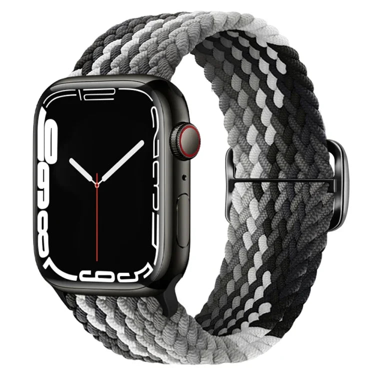 Bracelet de montre en nylon tressé avec boucle, pour Apple Watch Ultra 49mm / Series 8&7 45mm / SE 2&6&SE&5&4 44mm / 3&2&1 42mm